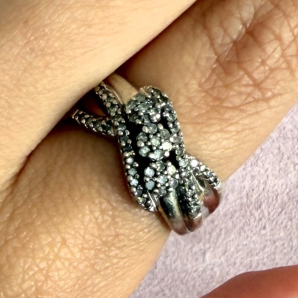 zales sterling silver diamond crossover ring size 6.5